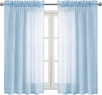 DWCN Sky Blue Sheer Curtains Semi Transparent Voile Rod Pocket Curtains - Image 9
