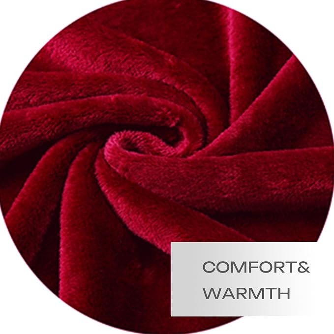 JIAHANNHA Flannel Fleece Blanket Queen Size Red 90 by 90 Inches Blankets - Image 4