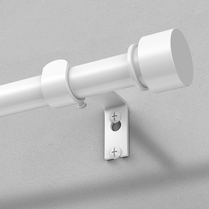 Modern White Curtain Rods for Windows 66 to 120 Inch, Decorative Drapery Rods by OLV