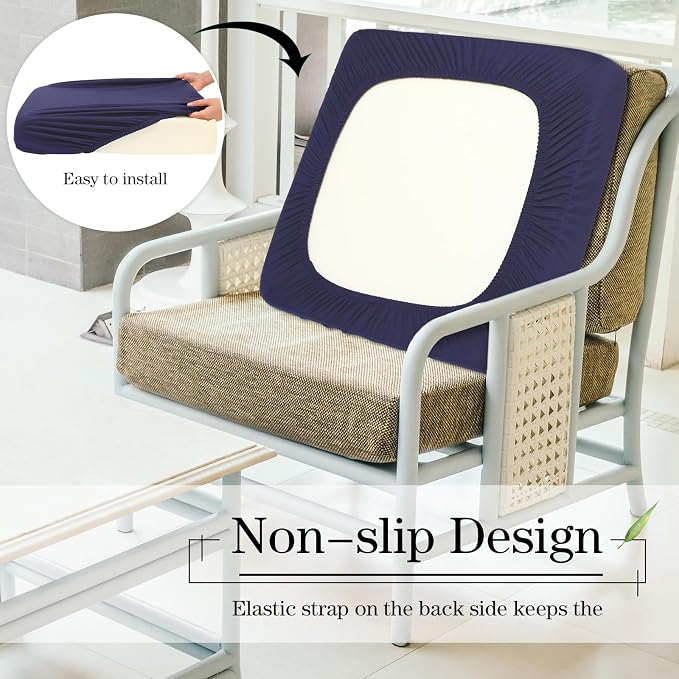 Newwiee Set of 4 Stretch Patio Cushion Covers Sofa Couch Seat Chair Slipcovers - Image 6