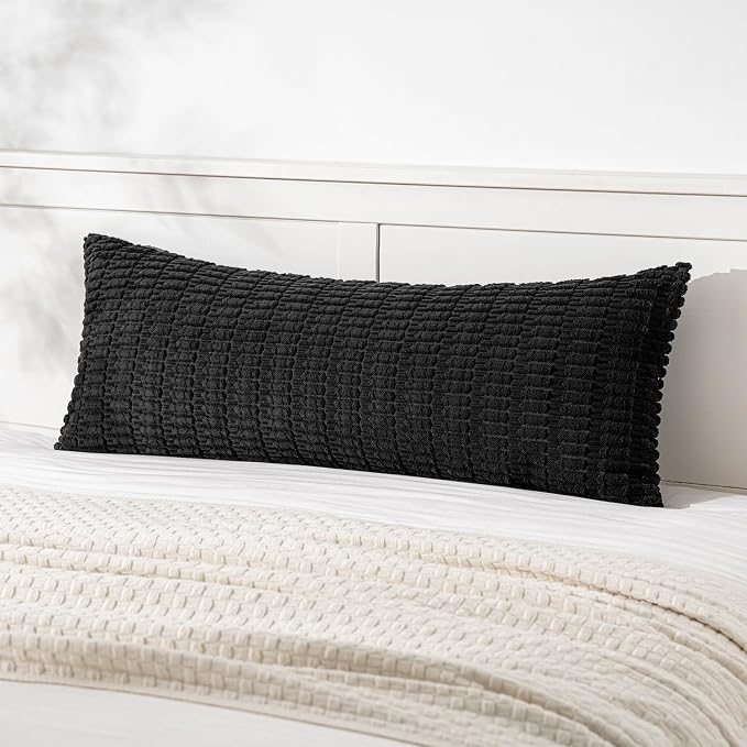 MIULEE Pack of 1 Black Long Body Lumbar Decorative Throw Pillow Cover 14x36 Inch by MIULEE
