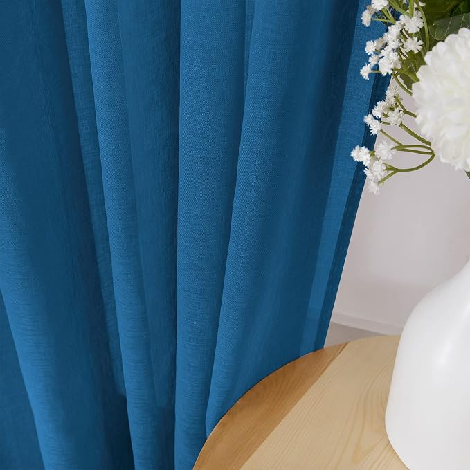 Tollpiz Short Sheer Curtains Living Room Linen Textured Curtain Sheers Light - Image 3