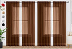 SpaceDresser Brown Sheer Curtains 4 Panels Rod Pocket Semi-Sheer Curtain 108 by SpaceDresser