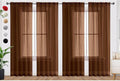 SpaceDresser Brown Sheer Curtains 4 Panels Rod Pocket Semi-Sheer Curtain 45 by SpaceDresser