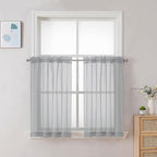 Chyhomenyc Light Grey Sheer Curtains 30 inch Length 2 Panels, Light Filtering by Chyhomenyc