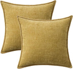 MIULEE Pack of 2 Couch Throw Pillow Covers 18x18 Inch Mustard Yellow Farmhouse - Image 6