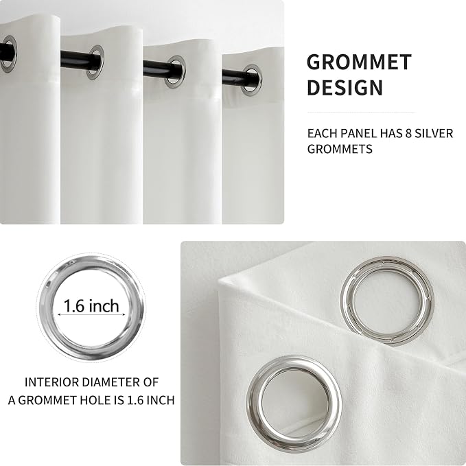 MIULEE Elegant Velvet Curtains Pure White Grommet Curtains Thermal Insulated - Image 2