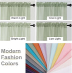 Light Green Sheer Curtains 63 Inch Length 2 Panels Set - Image 7