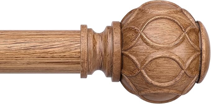 Wood Curtain Rods for Windows 30 to 56 Inch, Boho Vintage Decorative 1 Inch by Wolistsa