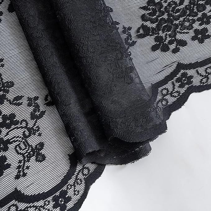 YJ YANJUN Vintage Lace Curtains 24 inch Length Set of 2 Victorian Gothic Short - Image 3