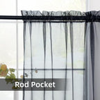youleyar Solid Sheer Rod Pocket Curtain Voile Draperies 2 Panels White Beige - Image 3