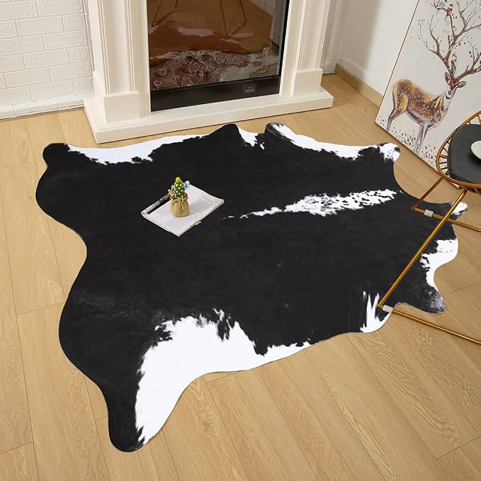 AROGAN Premium Faux Cowhide Rug 158 x 140 cm/5.2 x 4.6 feet, Durable and Large - Image 6