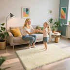 Shag Area Rug for Bedroom 3x5, Ivory Fluffy Area Rugs for Living Room, Soft - Image 3