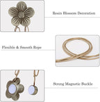 Lewondr Magnetic Curtain Tie, 1 Pair Vintage Resin Flower Curtain Drapery - Image 3