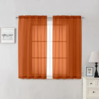 Lecloud Orange Sheer Curtains 54 Inch Length 2 Panels, Voile Light Filtering by Lecloud