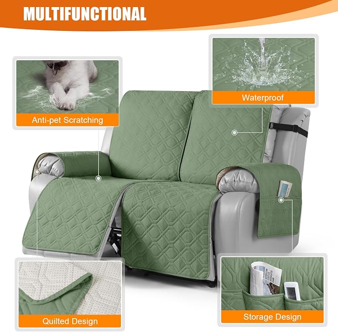 VANSOFY Waterproof Loveseat Recliner Cover, Sofa Covers 1-Piece Washable - Image 5