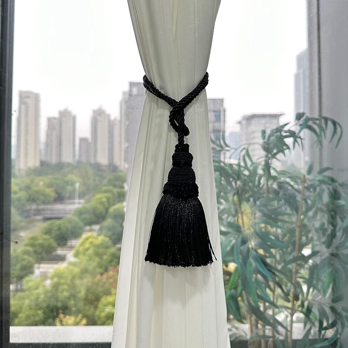 Fenghuangwu 4 Pack Curtain Tie Backs Rope Tassels - Image 3