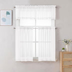 Gwine White Sheer Curtain Tiers 24 Inch Length, Light Filtering Voile Short - Image 2