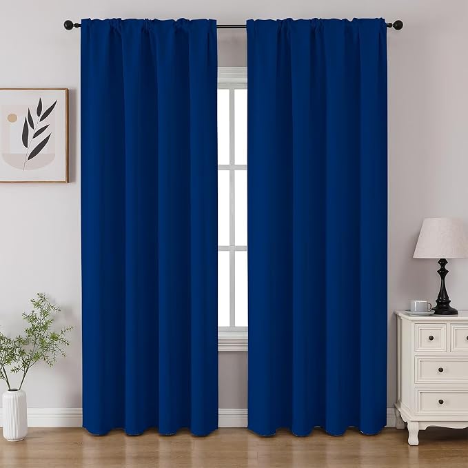 CUCRAF Royal Blue Blackout Curtains 108 inch Length 2 Panels Set, Rod Pocket by CUCRAF