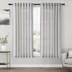 Nanspring Grey Linen Curtains 63 Inches Length 2 Panels Set by Nanspring