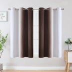 Estelar Textiler Brown and Greyish White Ombre Blackout Curtains 54 Inch Length - Image 2