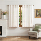 jinchan Belrose Linen Floral Cafe Curtains 45 Inch Length Embroidered Farmhouse - Image 2