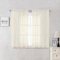 Lecloud Cream Sheer Curtains 54 Inch Length 2 Panels, Voile Airy Curtains by Lecloud