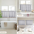 HOMEIDEAS Non-See-Through Light Grey Privacy Sheer Kitchen Curtains, 30 X 24 - Image 8