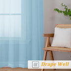 Gwine Sky Blue Sheer Curtains 72 Inches Long 2 Panels Set - Image 6