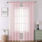 Lecloud Blush Pink Sheer Curtains 90 Inches Long 2 Panels, Modern Airy Voile by Lecloud