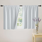RYB HOME White 100% Blackout Curtains, Short Thermal Insulated Heat & UV by RYBHOME