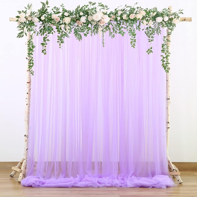 Lavender Tulle Backdrop Curtains by Suppromo