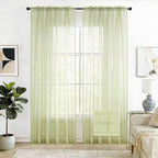 SpaceDresser Check Sheer Curtains 72 Inches 2 Panels Set, Rod Pocket Plaid by SpaceDresser