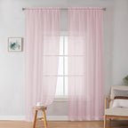 OWEINE Sheer Curtains 90 Inches Long 2 Panels Set, Light Filtering Fimly Voile - Image 2