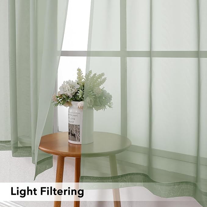 Simplebrand Sage Tier Curtains for Kitchen 24 Inches Long 2 PaSet, Rod Pocket - Image 3