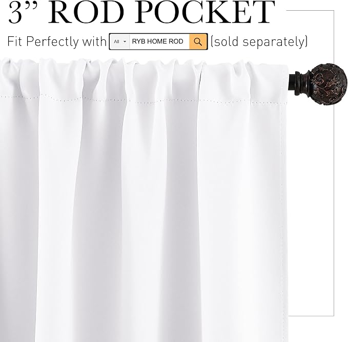 RYB HOME Privacy Bathroom Window Curtains, Short Thermal Insulated Heat - Image 2