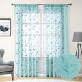 HOMEIDEAS Turquoise Aqua Sheer Curtains 52 X 96 Inches Length 2 Panels by HOMEIDEAS