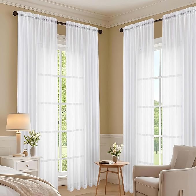 OVZME White Bedroom Curtains 96 Length - Image 7