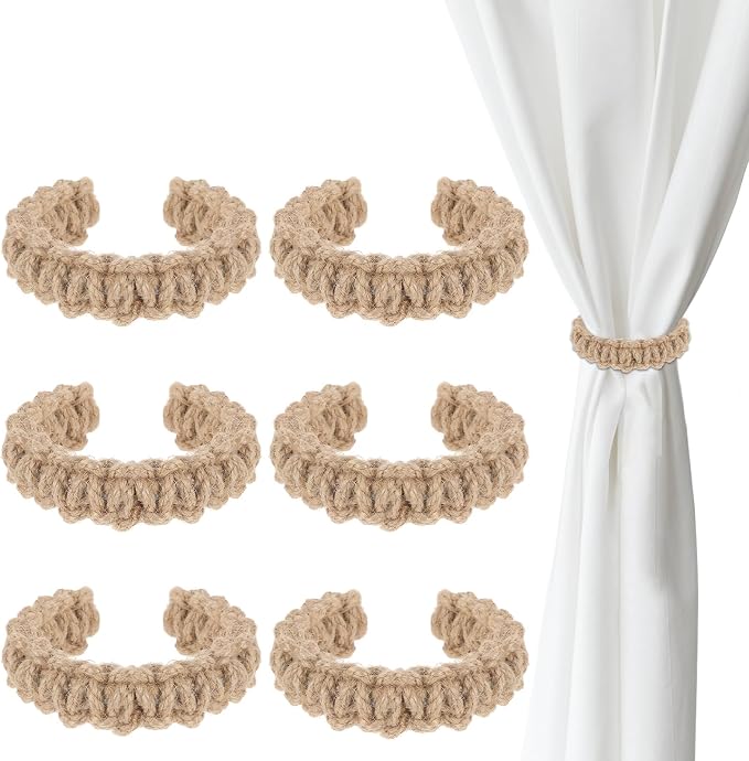Ptwola 6 Pack Braided Curtain Tiebacks Boho Elegant Rustic Curtain Holdbacks by Unknown