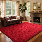 5x7 Ft Red Shag Rugs for Bedroom Living Room Decor, Ultra Soft Fluffy Furry by Cuzwlovita