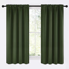 NICETOWN Dark Green Blackout Cafe Satin Curtains by NICETOWN