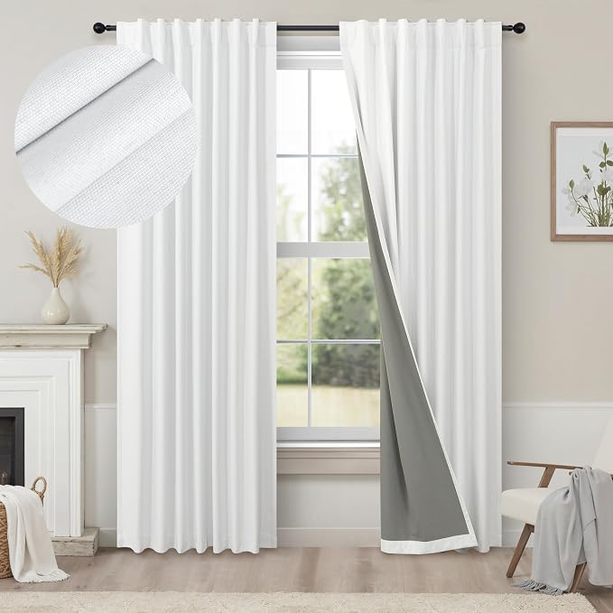 Complete Blackout Curtains White 80 Inches Long Kitchen Curtain Custom Drape by Pitalk