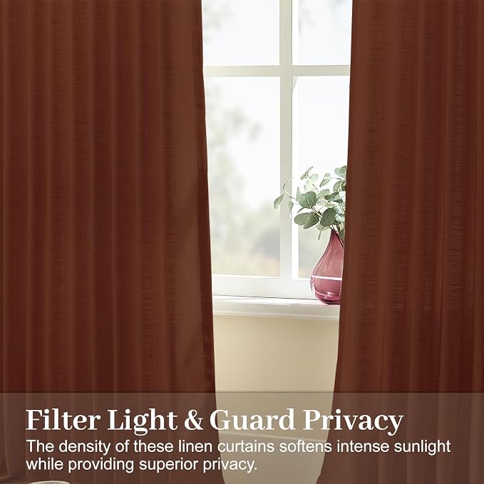 102 Inch Linen Curtains for Living Room, Pinch Pleated Curtain - Image 3