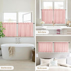HOMEIDEAS Non-See-Through Blush Pink Privacy Sheer Kitchen Curtains, 30 X 24 - Image 4