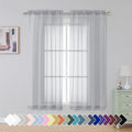 Simplebrand Light Grey Sheer Curtains 63 Inch Length 2 Panels, Rod Pocket Solid by Simplebrand