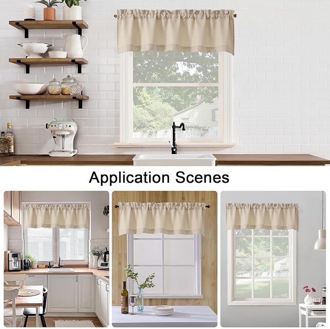 Chyhomenyc Valance for Windows, Light Filtering Faux Linen Solid Short Curtain - Image 6