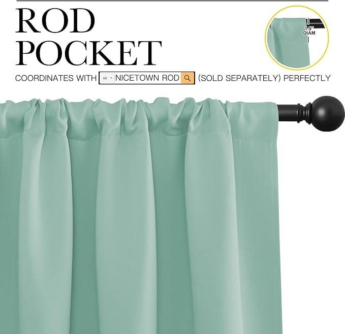 NICETOWN 2 Panels Blackout Curtains, Rod Pocket Thermal Insulated Drapes 84 - Image 2