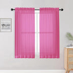 OWENIE Hot Pink Sheer Curtains for Bedroom Living Room 54 Inch Length 2 Panels by OWENIE