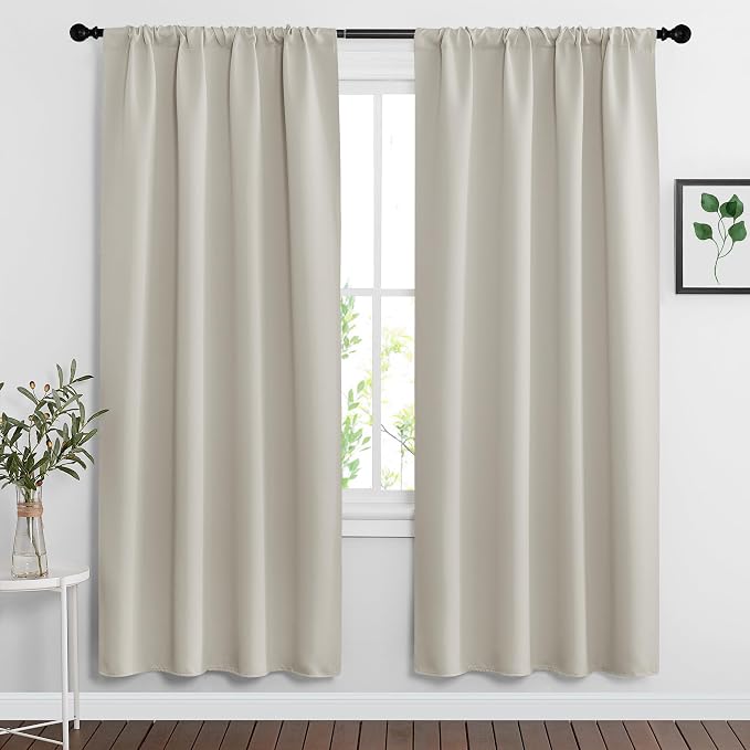 RYB HOME Curtains for Bedroom Living Room 63 inches Long, Thermal Insulated by RYBHOME