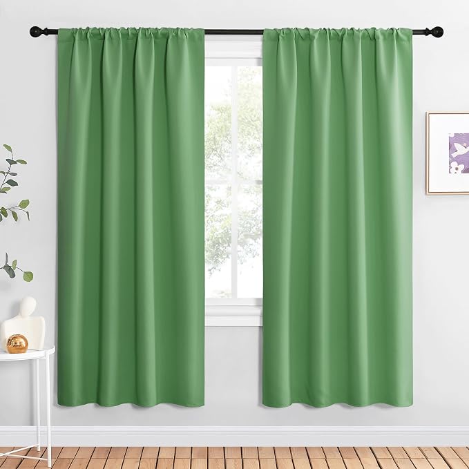 NICETOWN Blackout Curtains for Living Curtains, Froest Green, 1 Pair, 34-inch W by NICETOWN